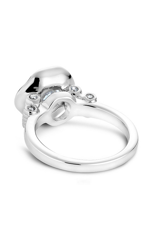 14K White Gold Floral Halo Round Engagement Ring