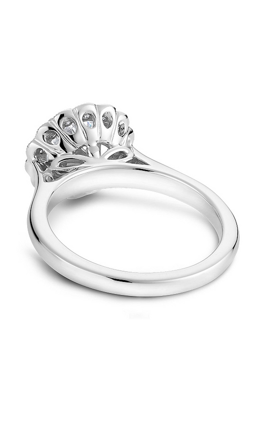 14K White Gold Floral Round Engagement Ring
