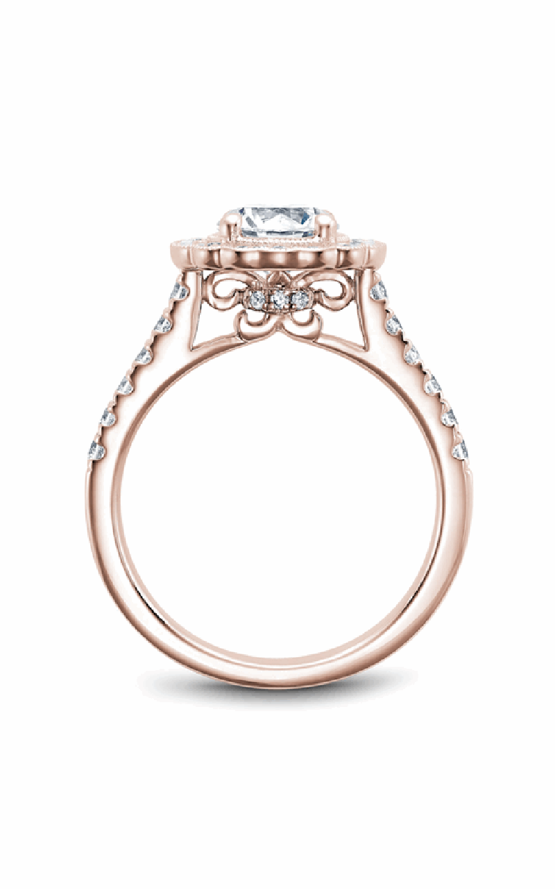 14K Rose Gold Floral Halo Round Engagement Ring