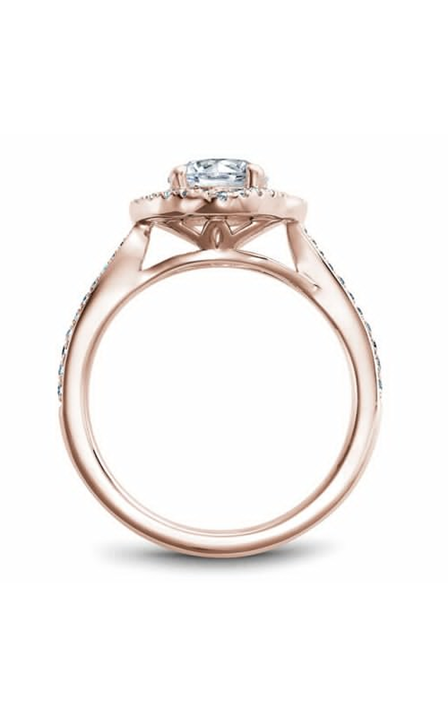 14K Rose Gold Floral Halo Round Engagement Ring