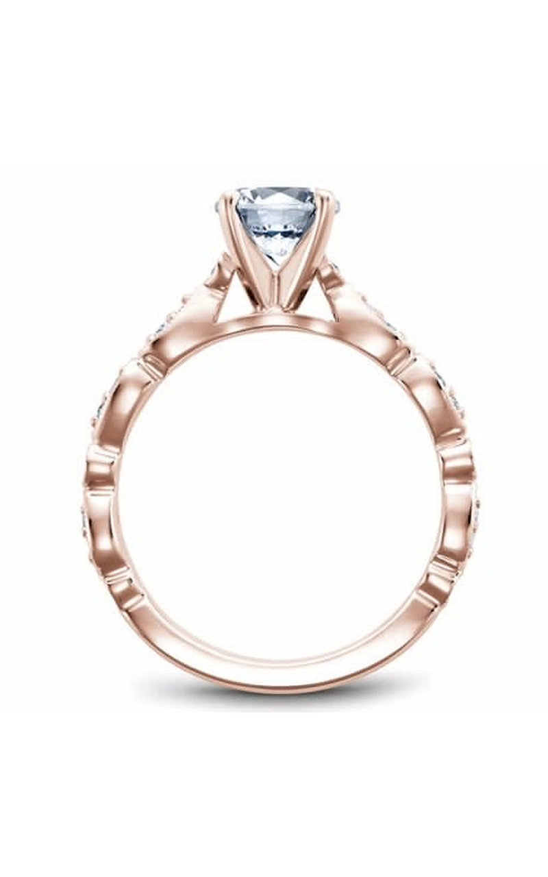 14K Rose Gold Floral Sidestone Round Engagement Ring
