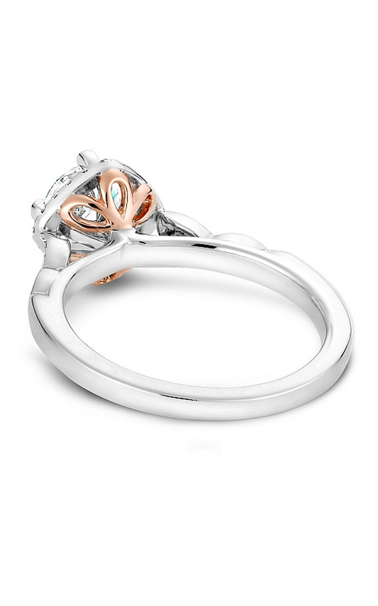18K White Gold Floral Halo Round Engagement Ring