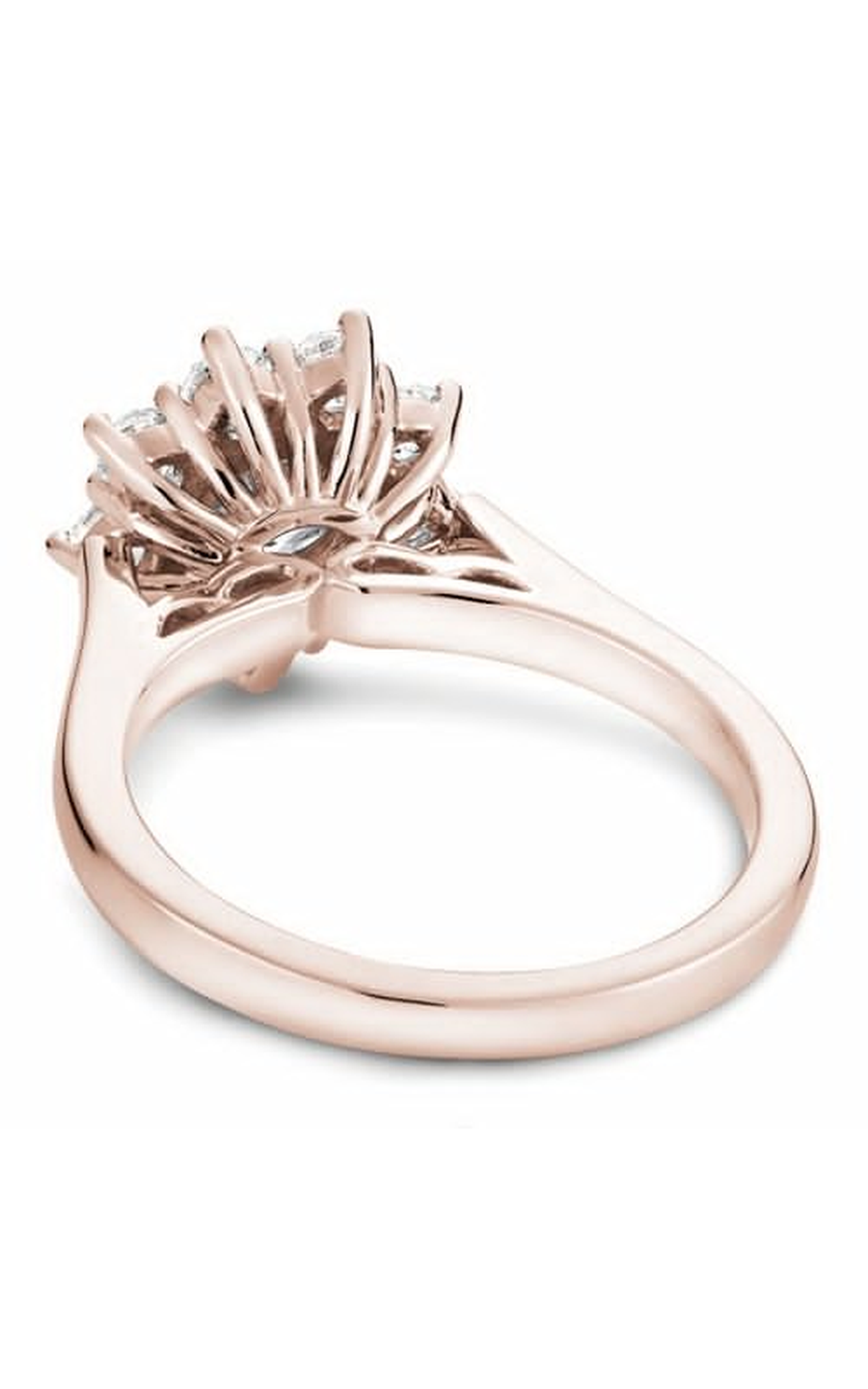 18K Rose Gold Floral Halo Round Engagement Ring