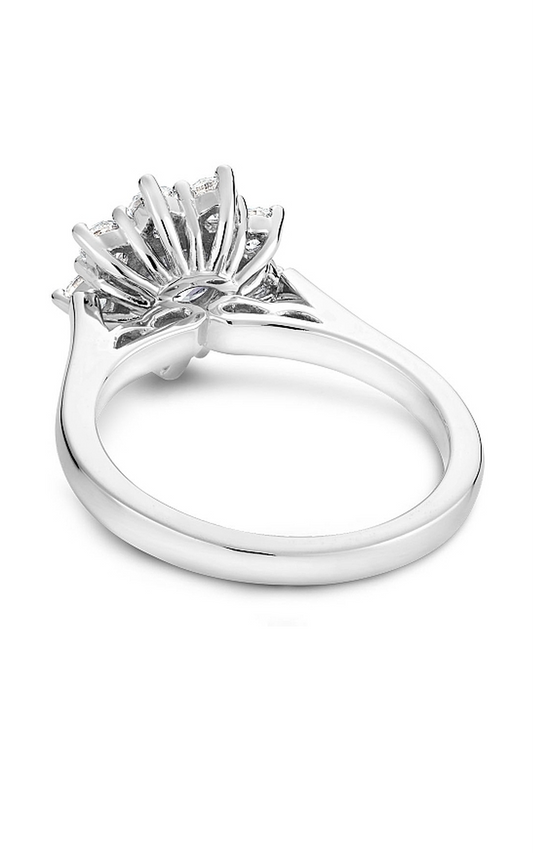 18K White Gold Floral Halo Round Engagement Ring