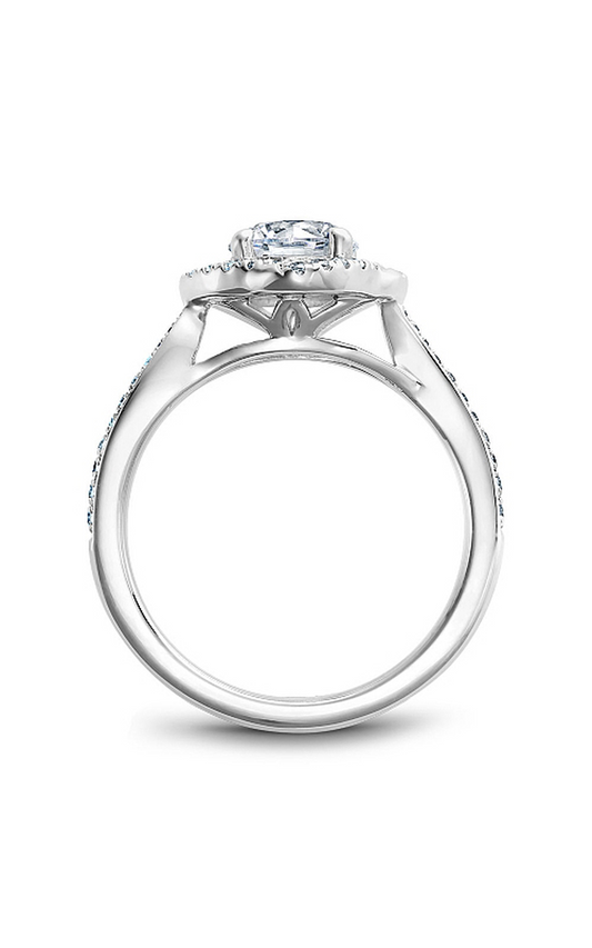 18K White Gold Floral Halo Round Engagement Ring