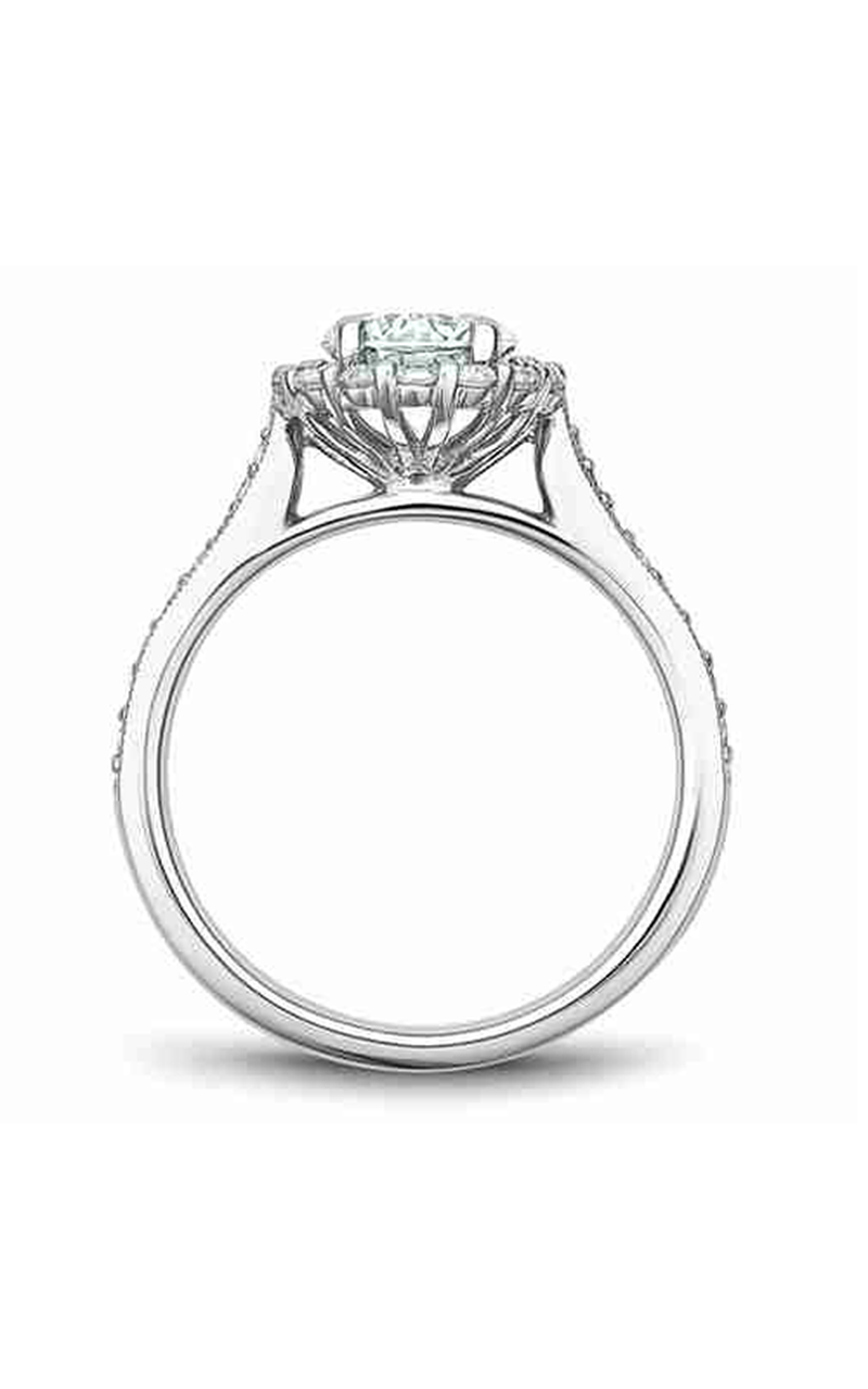 18K White Gold Floral Halo Round Engagement Ring