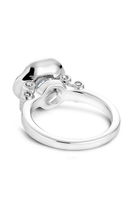 Platinum Floral Halo Round Engagement Ring