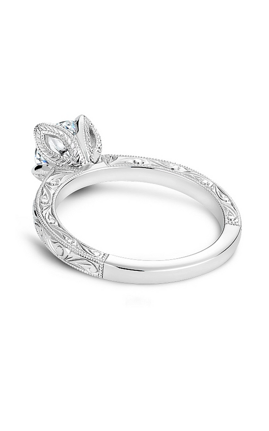 Platinum Floral Solitaire Round Engagement Ring
