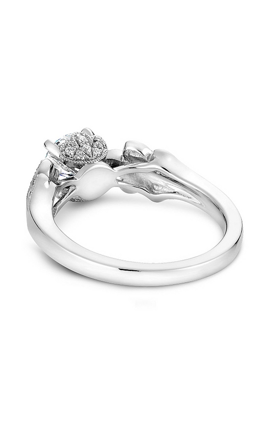 Platinum Floral Sidestone Round Engagement Ring