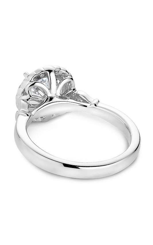 Platinum Floral Halo Round Engagement Ring