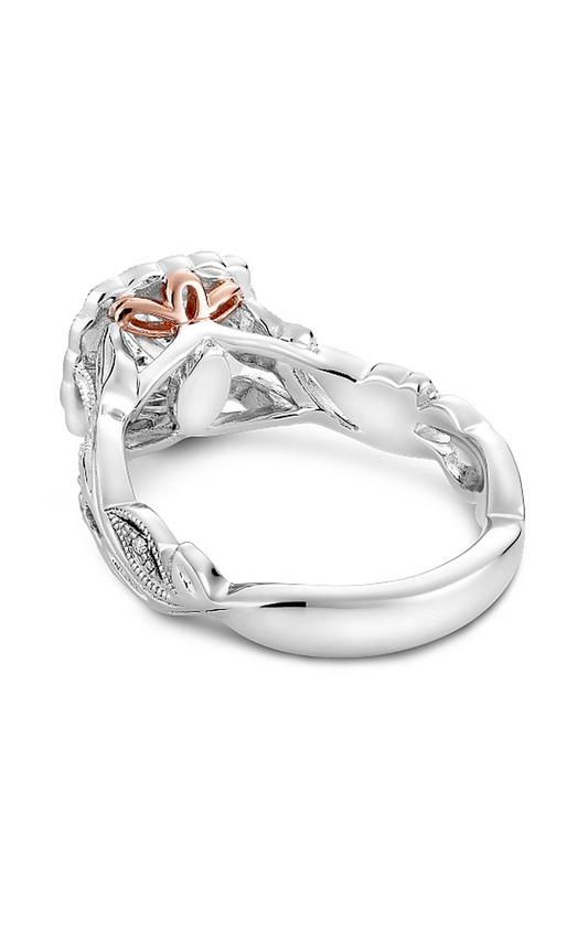 Platinum Floral Halo Round Engagement Ring