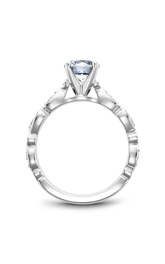 Platinum Floral Sidestone Round Engagement Ring