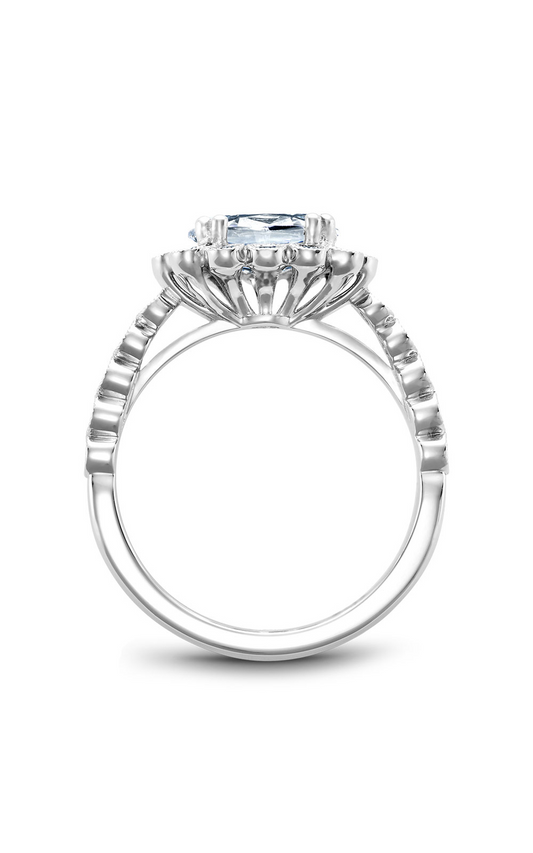Platinum Floral Halo Oval Engagement Ring