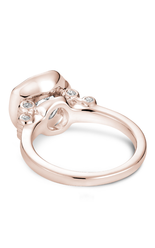 14K Rose Gold Floral Halo Round Engagement Ring