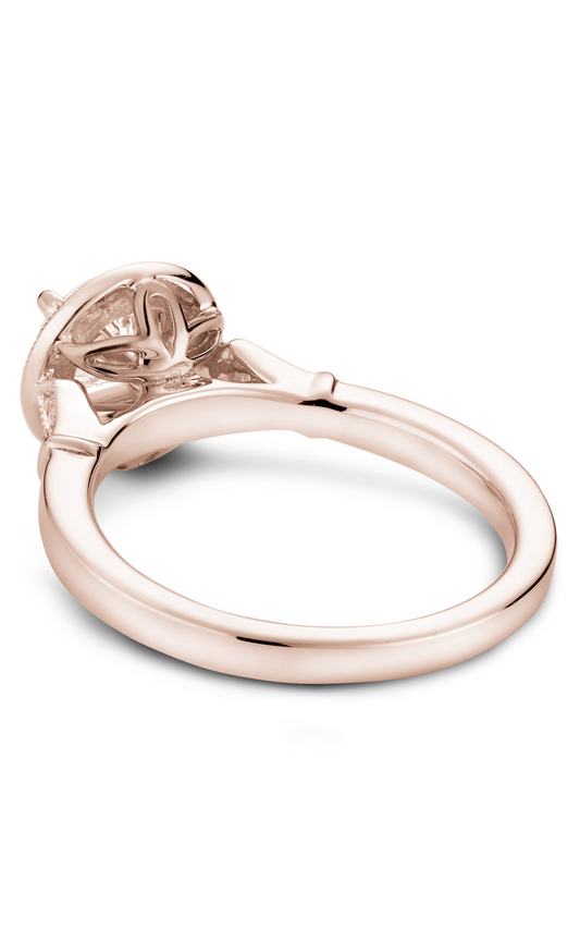 14K Rose Gold Floral Halo Round Engagement Ring