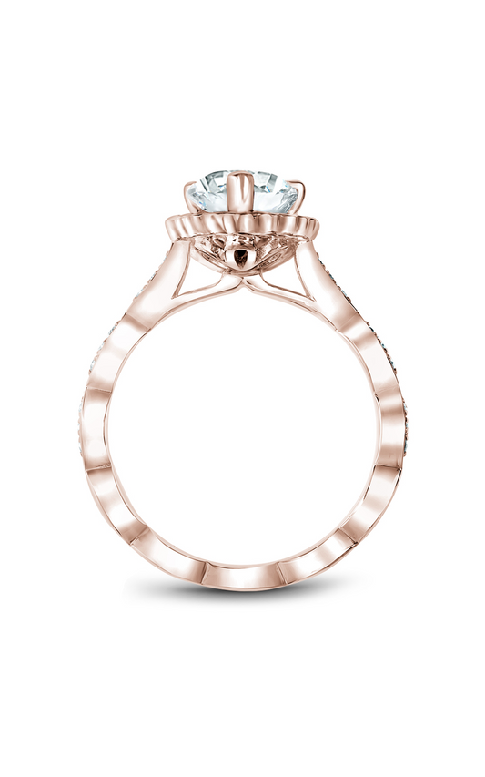 14K Rose Gold Floral Round Engagement Ring