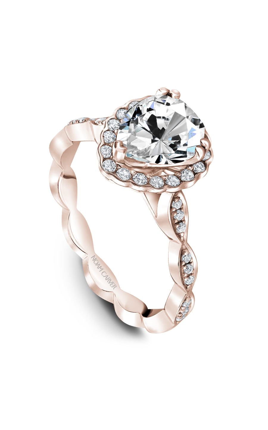 14K Rose Gold Floral Halo Pear Engagement Ring