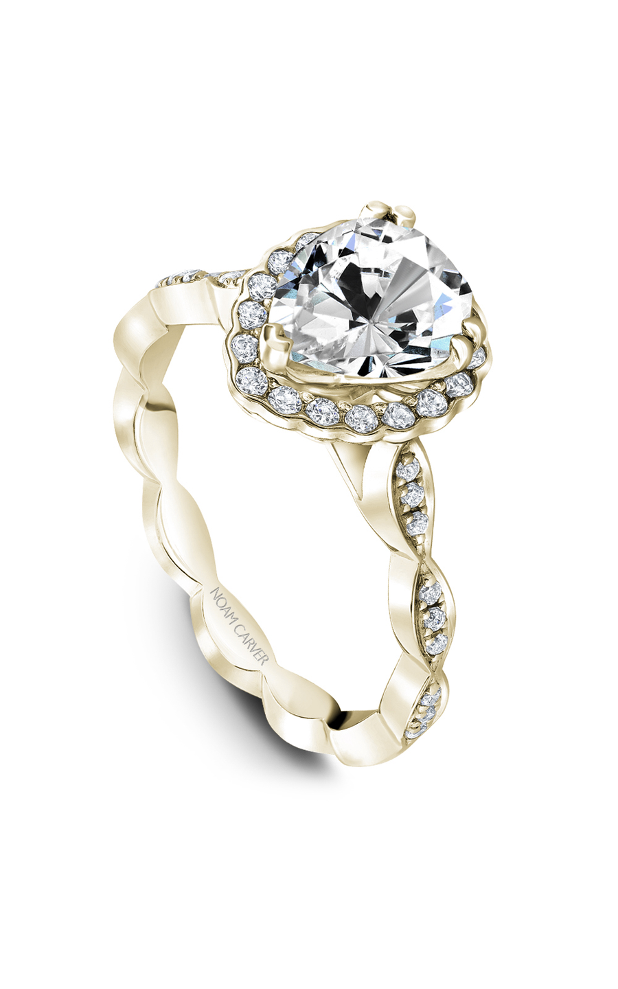 18K Yellow Gold Floral Halo Pear Engagement Ring