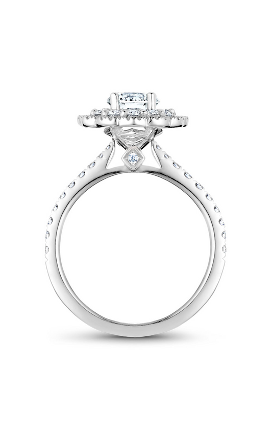 14K White Gold Floral Round Engagement Ring