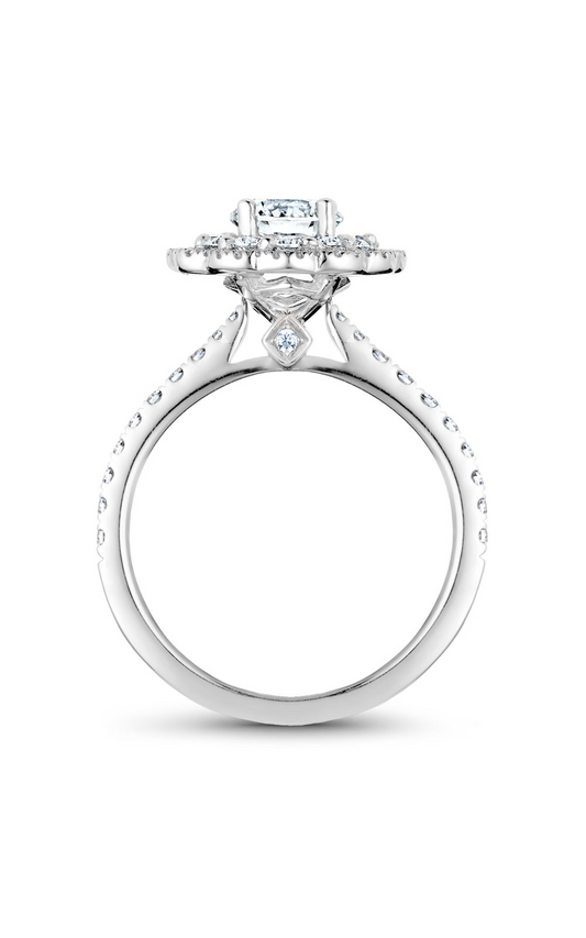 18K White Gold Floral Halo Round Engagement Ring