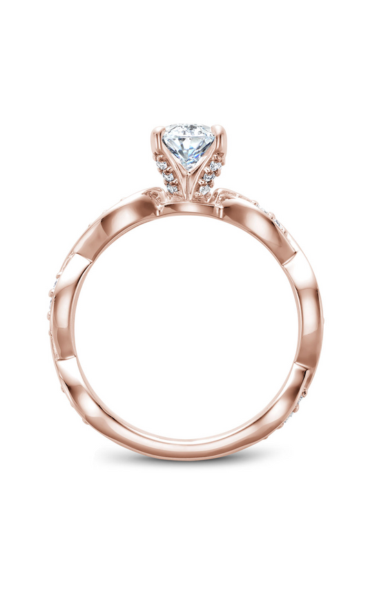 14K Rose Gold Floral Sidestone Oval Engagement Ring