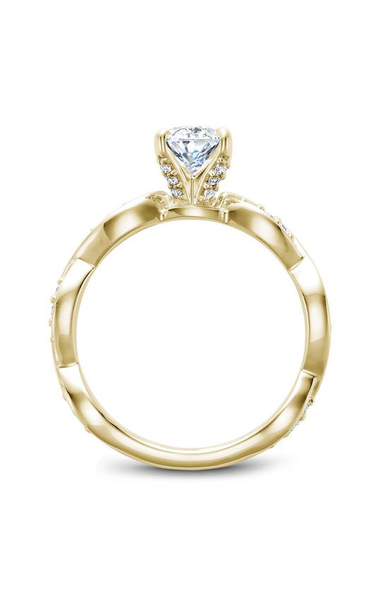 18K Yellow Gold Floral Sidestone Oval Engagement Ring