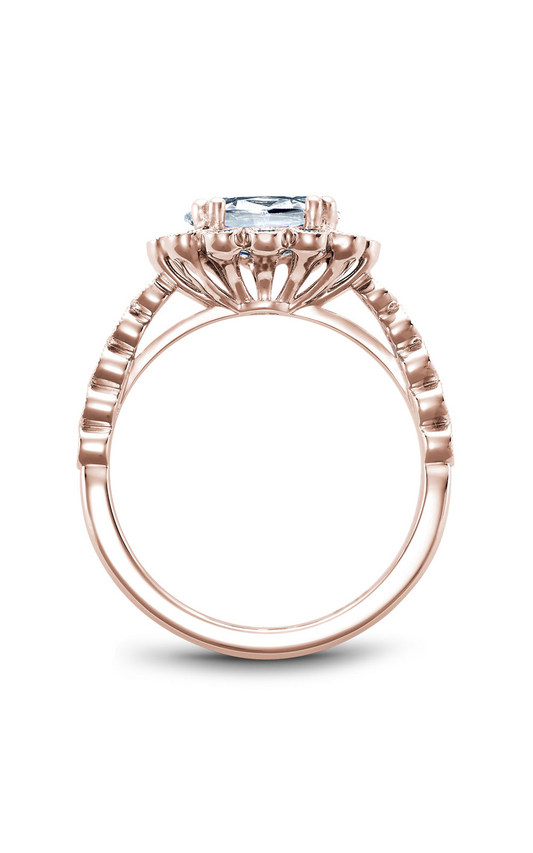 14K Rose Gold Floral Halo Oval Engagement Ring