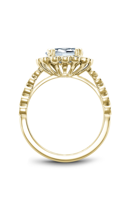 18K Yellow Gold Floral Halo Oval Engagement Ring