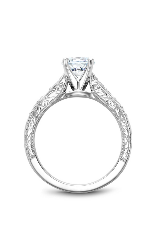 14K White Gold Modern Sidestone Round Engagement Ring