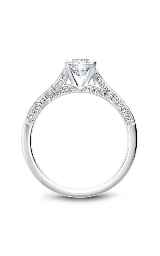 14K White Gold Modern Sidestone Oval Engagement Ring