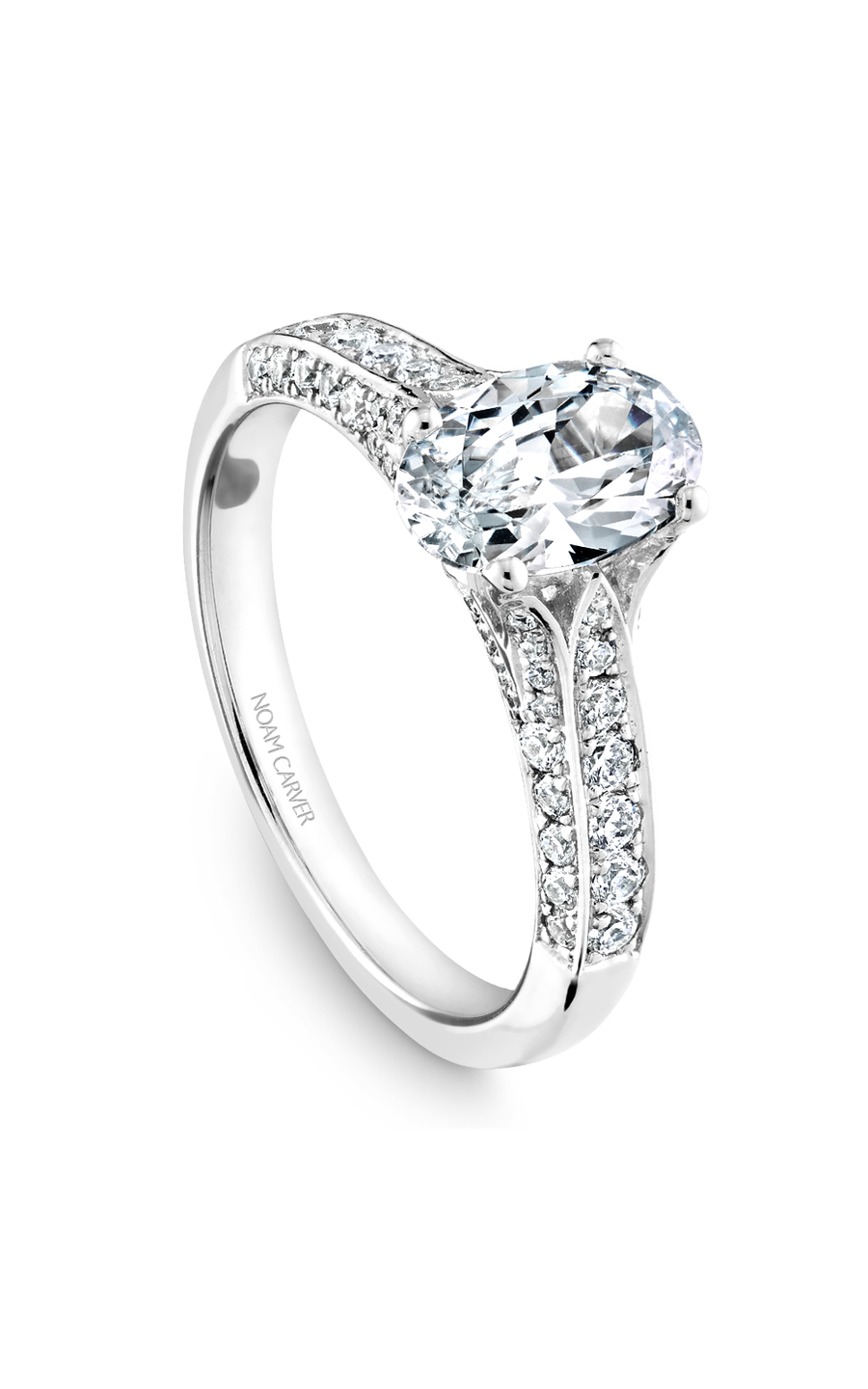 14K White Gold Modern Oval Engagement Ring