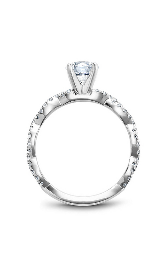14K White Gold Modern Round Engagement Ring