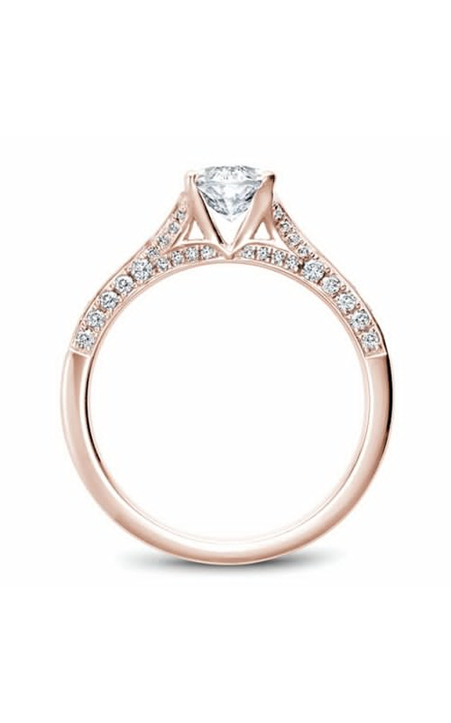 14K Rose Gold Modern Sidestone Oval Engagement Ring