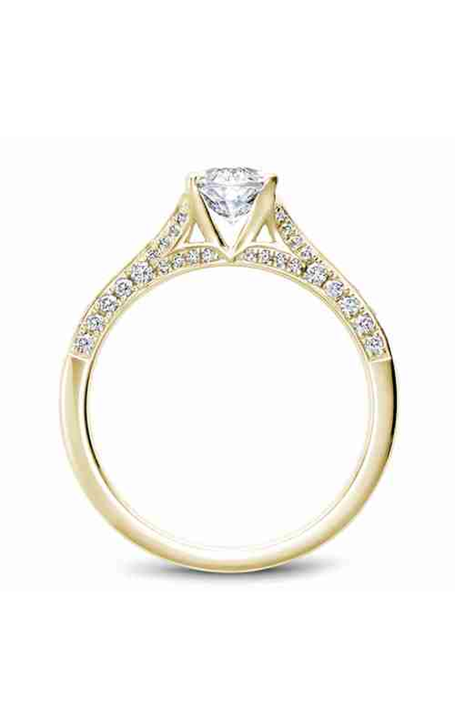 14K Yellow Gold Modern Sidestone Oval Engagement Ring