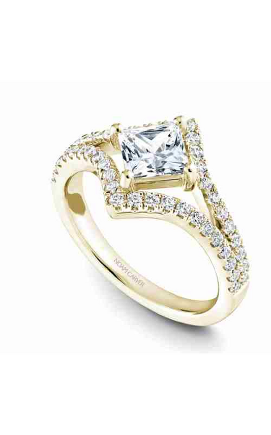 14K Yellow Gold Modern Sidestone Princess Engagement Ring