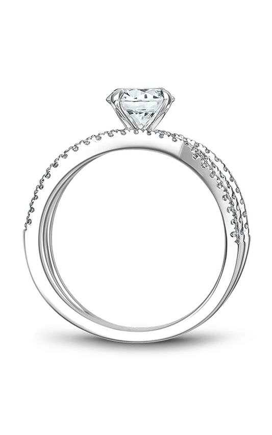 14K White Gold Modern Round Engagement Ring