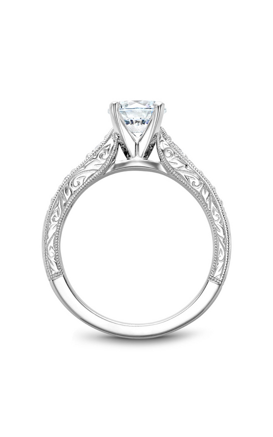 18K White Gold Modern Sidestone Round Engagement Ring