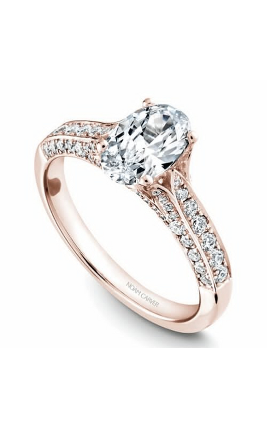 18K Rose Gold Modern Sidestone Oval Engagement Ring