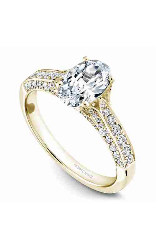 18K Yellow Gold Modern Sidestone Oval Engagement Ring