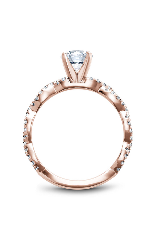 18K Rose Gold Modern Sidestone Round Engagement Ring
