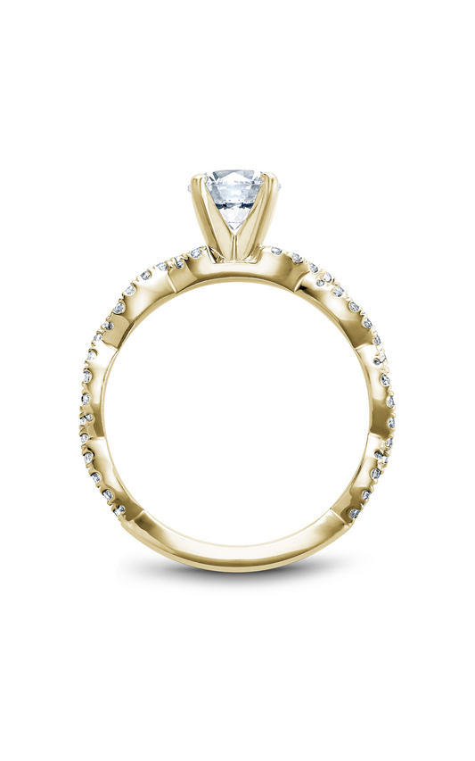 14K Yellow Gold Modern Sidestone Round Engagement Ring