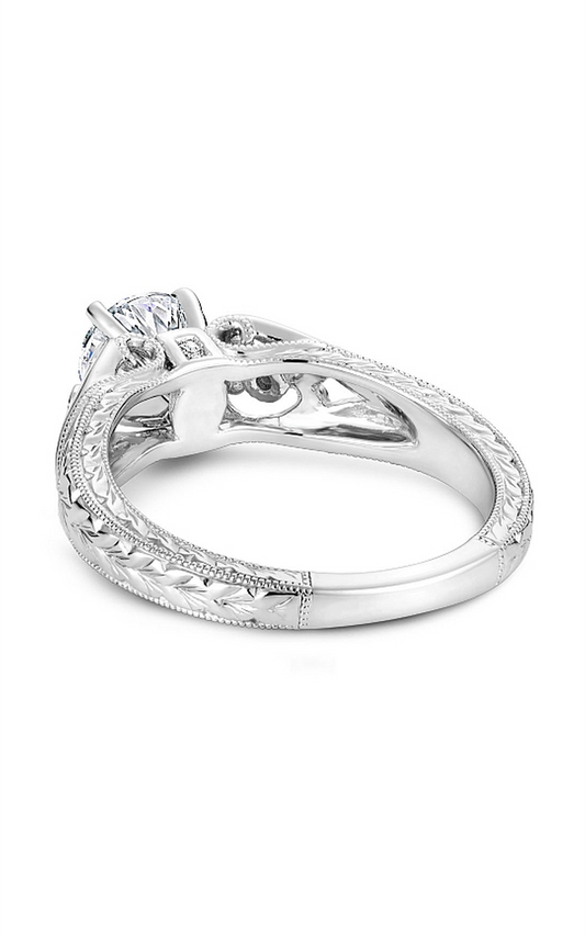 14K White Gold Vintage Round Engagement Ring