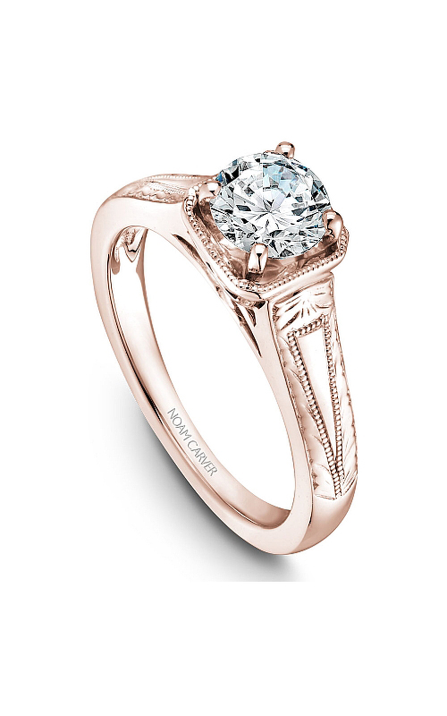 14K Rose Gold Vintage Solitaire Round Engagement Ring