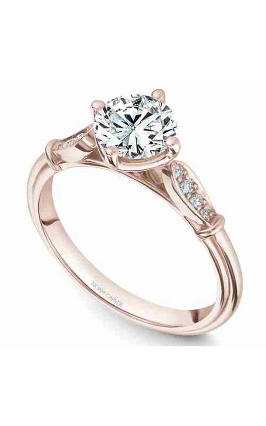 14K Rose Gold Vintage Sidestone Round Engagement Ring