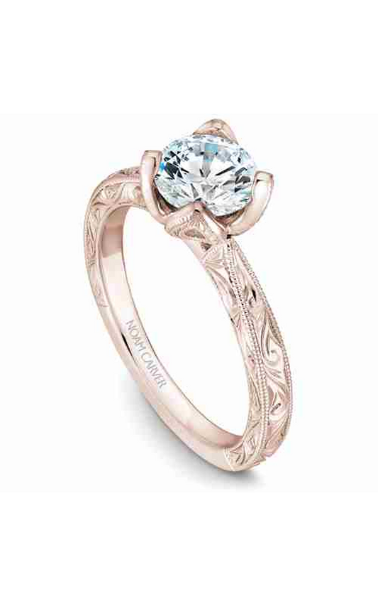 18K Rose Gold Vintage Solitaire Round Engagement Ring