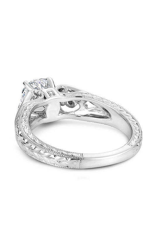 Platinum Vintage Sidestone Round Engagement Ring