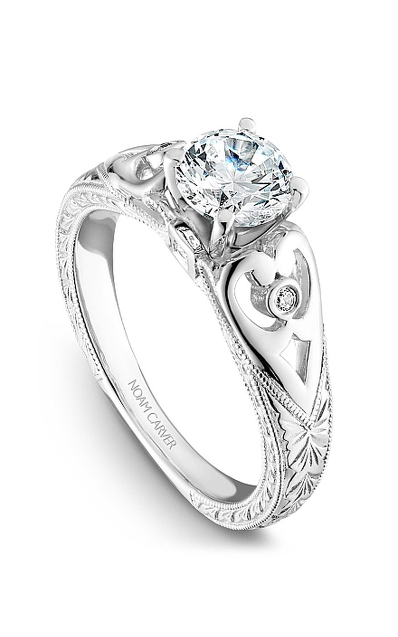 Platinum Vintage Sidestone Round Engagement Ring