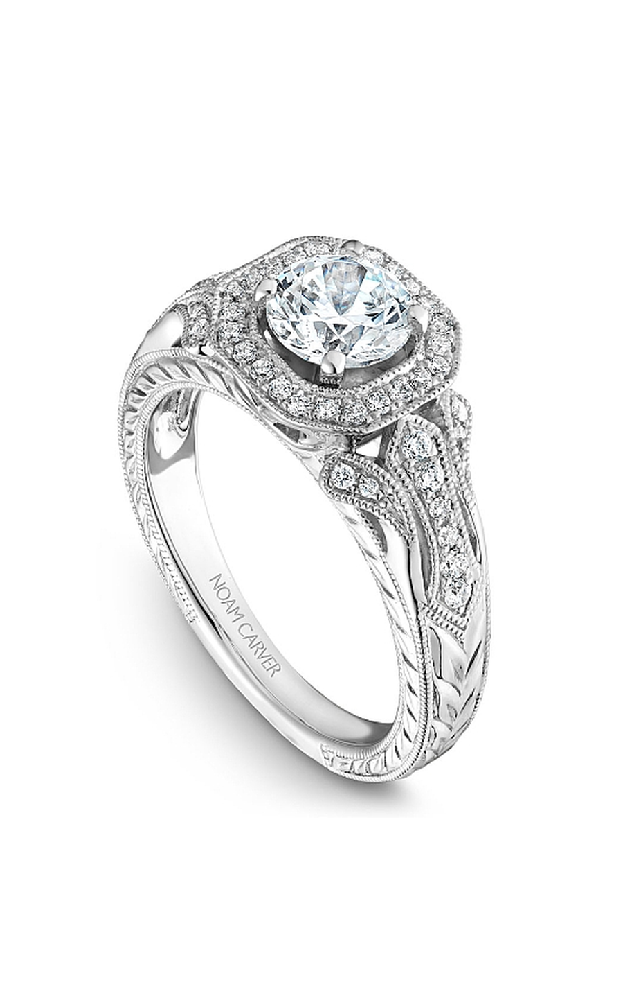 Platinum Vintage Halo Round Engagement Ring