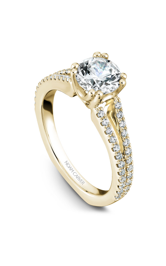 14K Yellow Gold Vintage Sidestone Round Engagement Ring