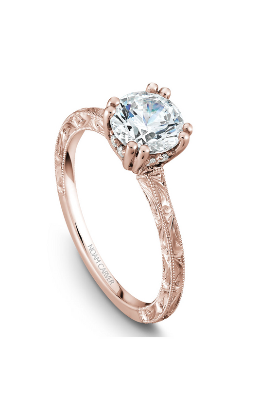 14K Rose Gold Vintage Solitaire Round Engagement Ring